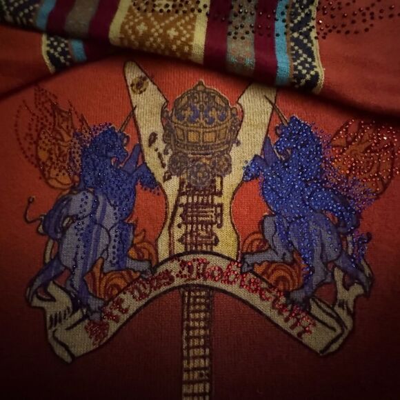 RAW Cashmere deep orange ombre hoodie with crystal and embellished details S - Picture 13 of 16